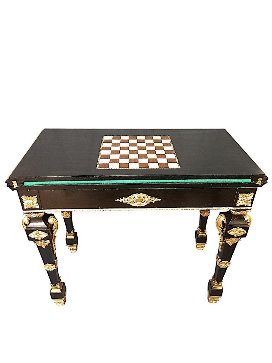Table à Jeux Louis XIV d'époque Napoléon III-photo-4