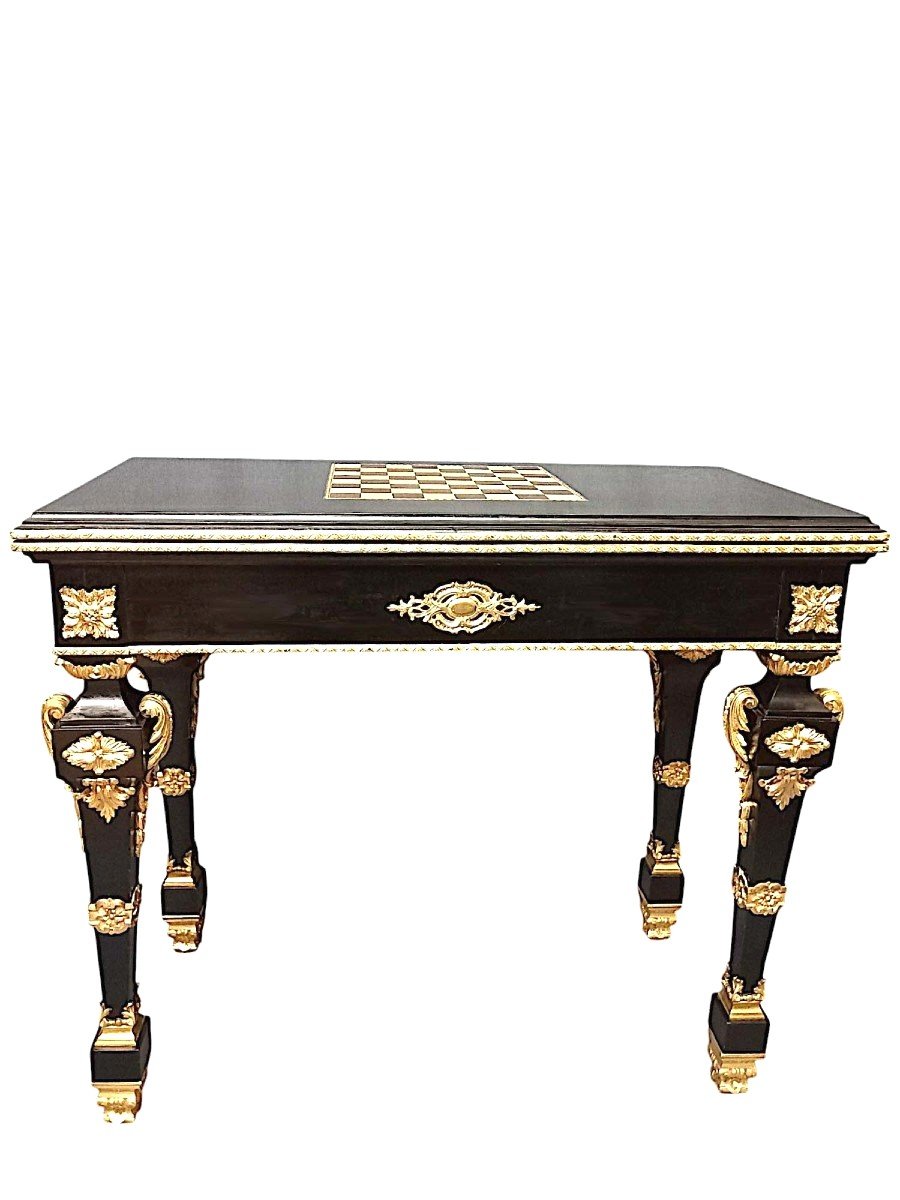 Table à Jeux Louis XIV d'époque Napoléon III-photo-6