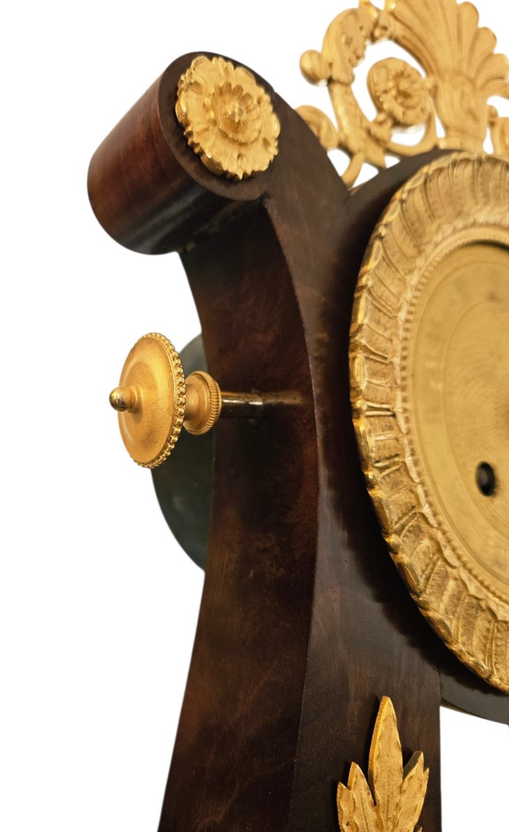 Pendule Lyre ep. Charles X en acajou et bronze doré-photo-6