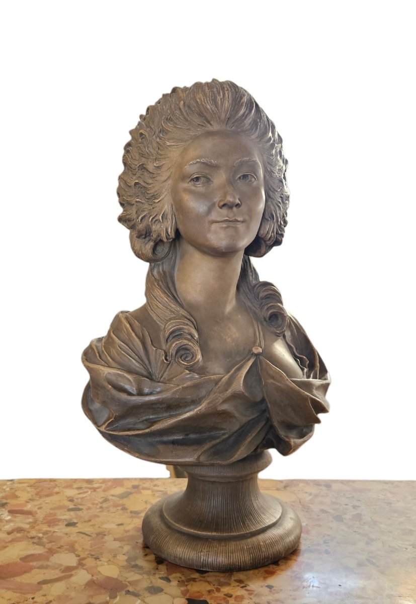 Grand buste en terre cuite de la princesse de Lamballe st. XVIIIe