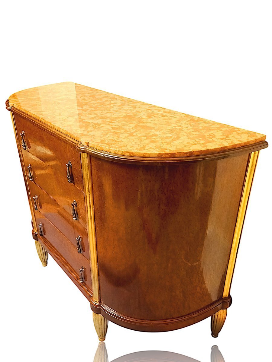 Commode Art Déco en Loupe de thuya et bois doré-photo-2
