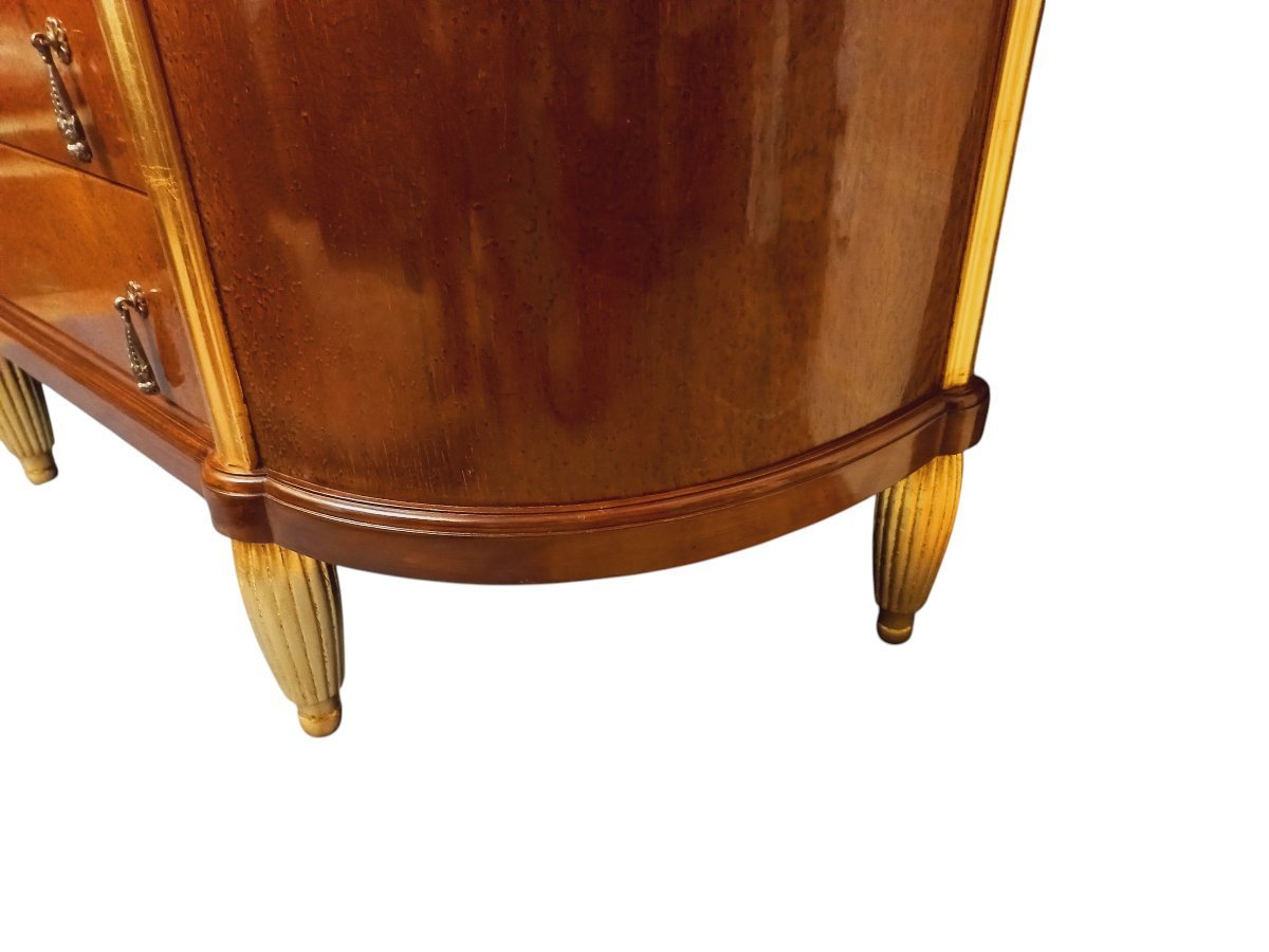 Commode Art Déco en Loupe de thuya et bois doré-photo-1