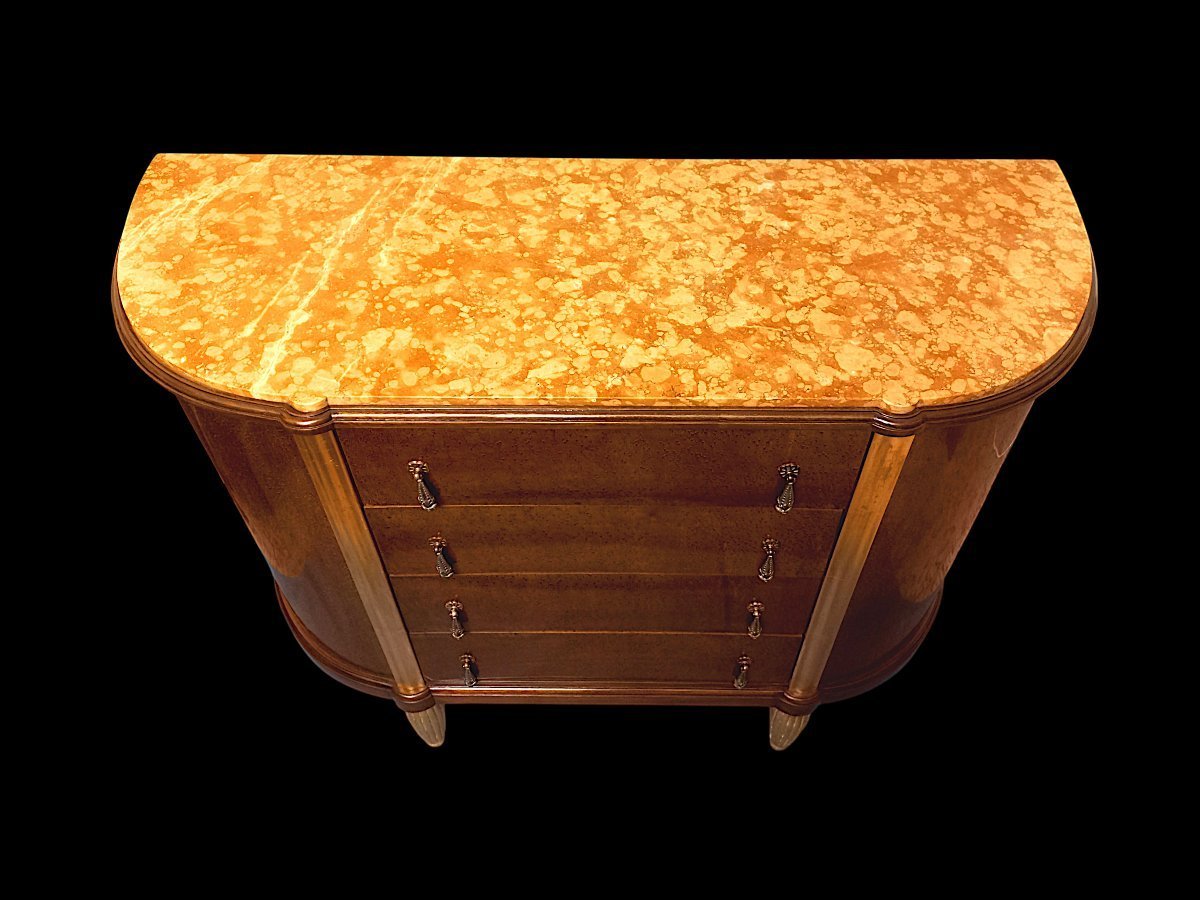 Commode Art Déco en Loupe de thuya et bois doré-photo-3
