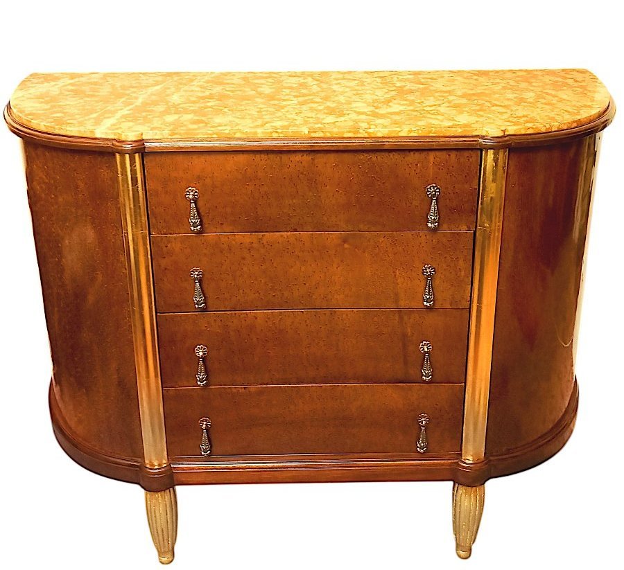 Commode Art Déco en Loupe de thuya et bois doré-photo-6