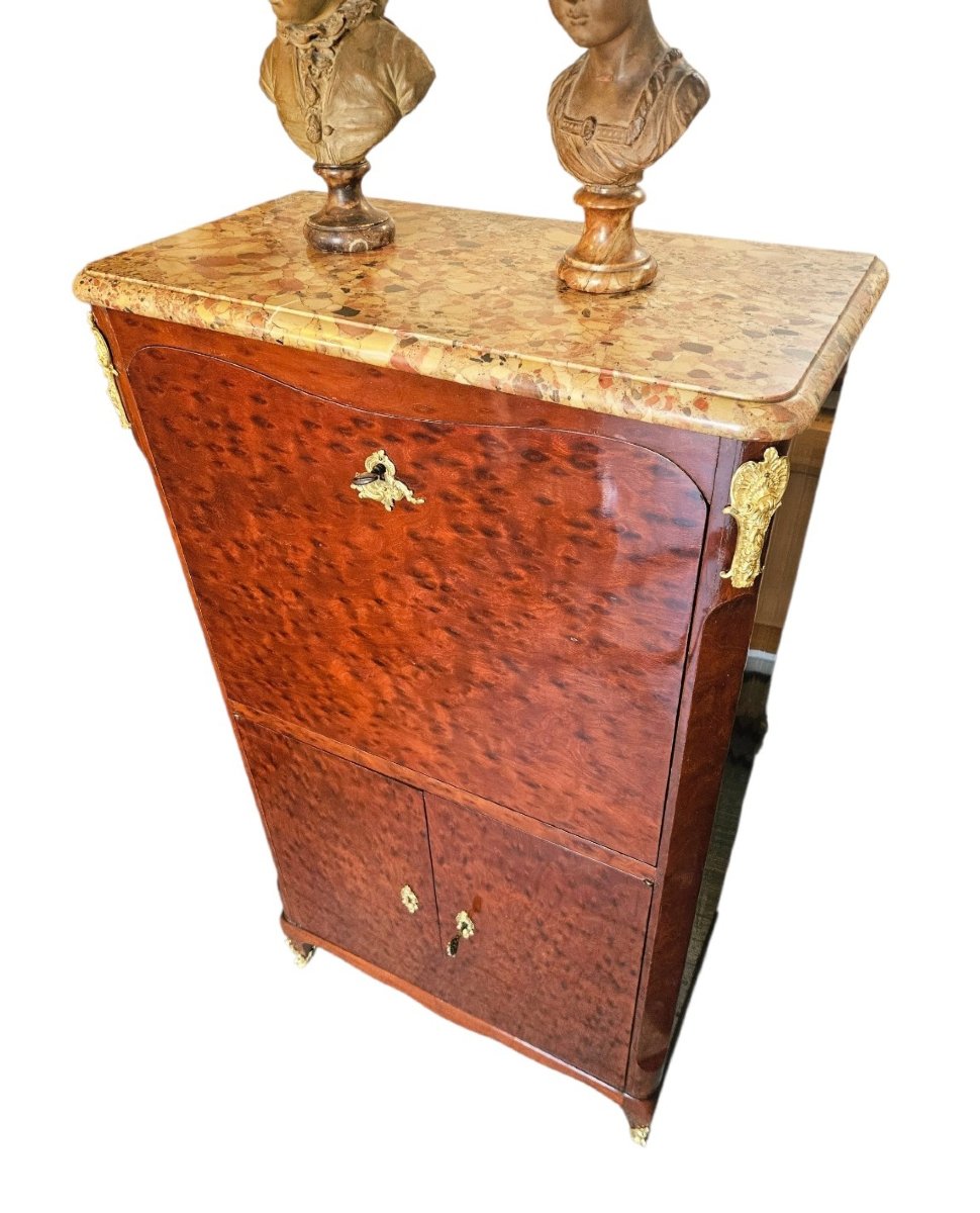 Petit secretaire en acajou moucheté XVIIIe époque Transition-photo-4