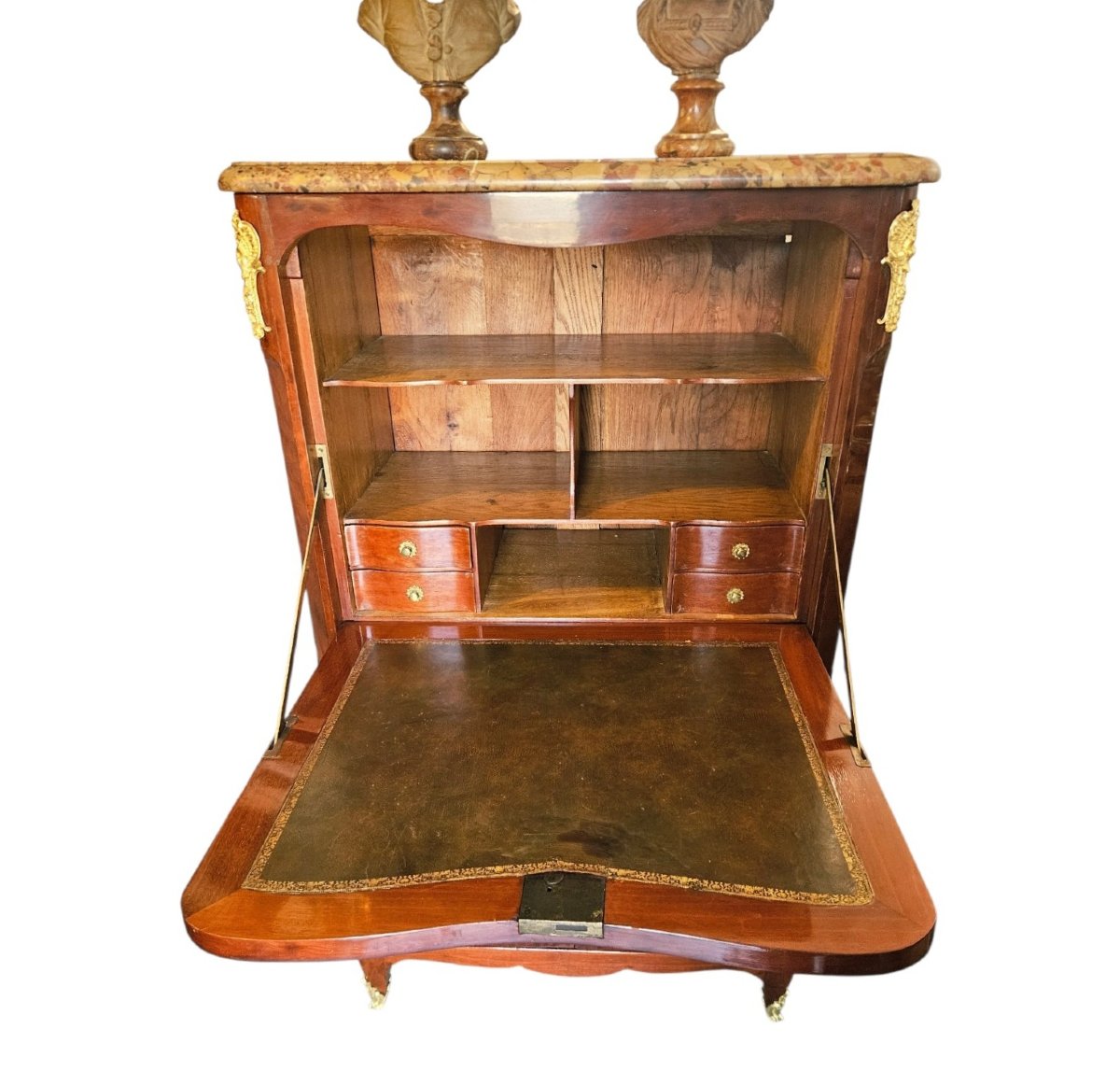 Petit secretaire en acajou moucheté XVIIIe époque Transition-photo-6