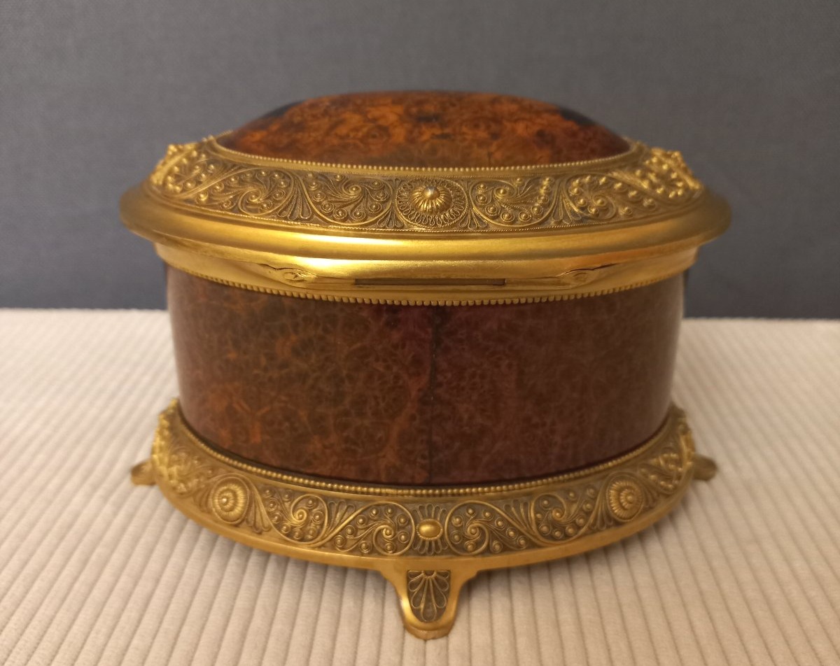 Gold-plated Metal Case And Amboina Magnifying Glass-photo-4