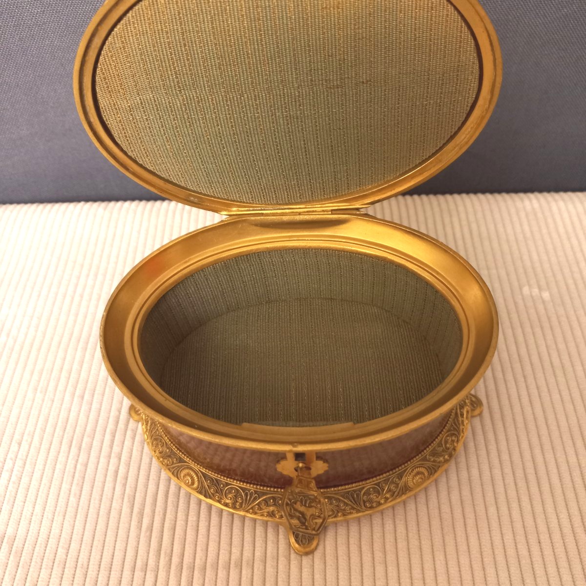 Gold-plated Metal Case And Amboina Magnifying Glass-photo-5