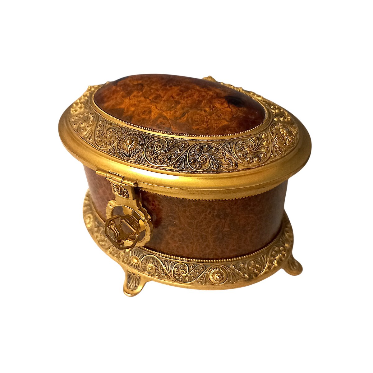Gold-plated Metal Case And Amboina Magnifying Glass