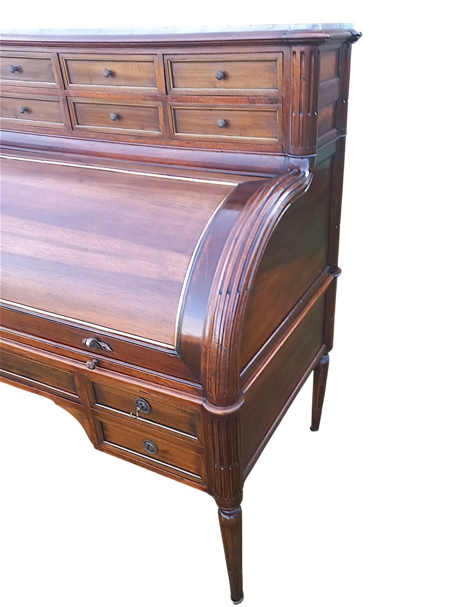 Louis XVI-style Walnut Cylinder Desk-photo-4