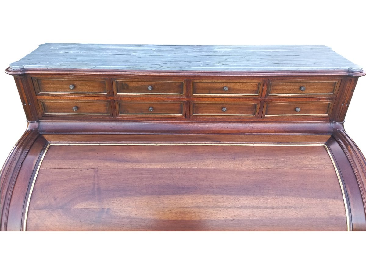 Louis XVI-style Walnut Cylinder Desk-photo-7