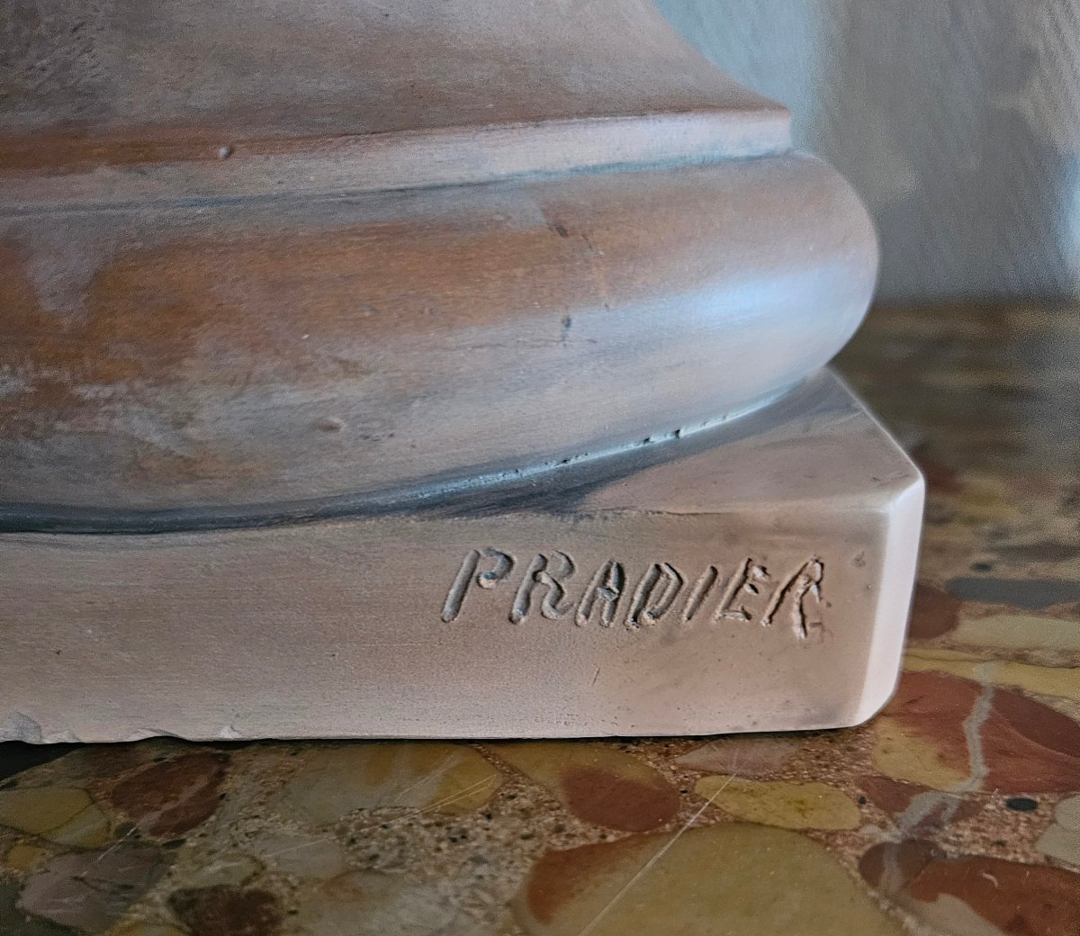 Grand Buste de Jeune Femme en Terre Cuite S. James PRADIER Édition Meilhan-Bordes-photo-2