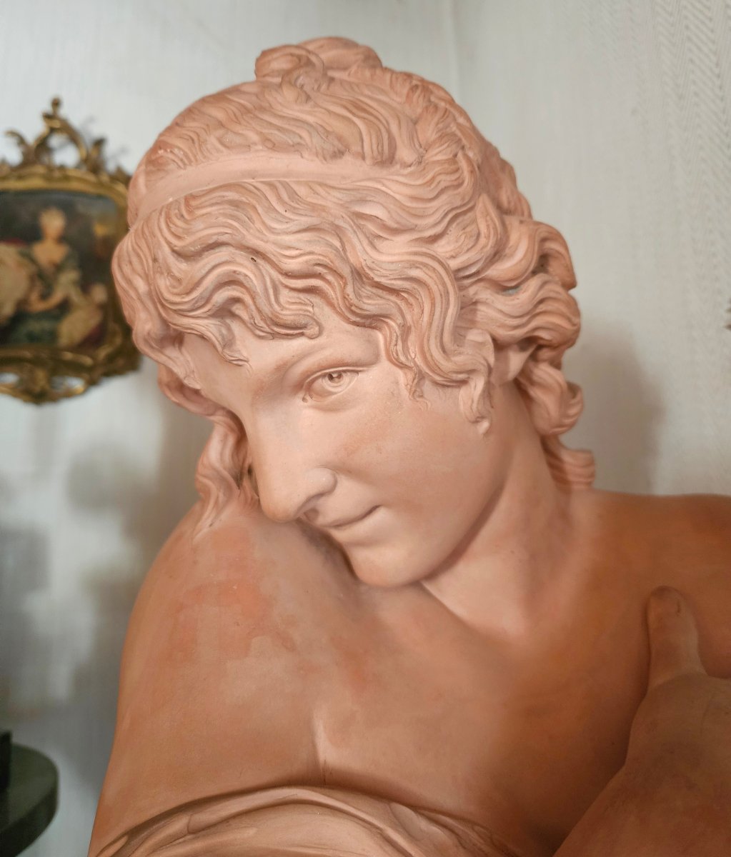 Grand Buste de Jeune Femme en Terre Cuite S. James PRADIER Édition Meilhan-Bordes-photo-5