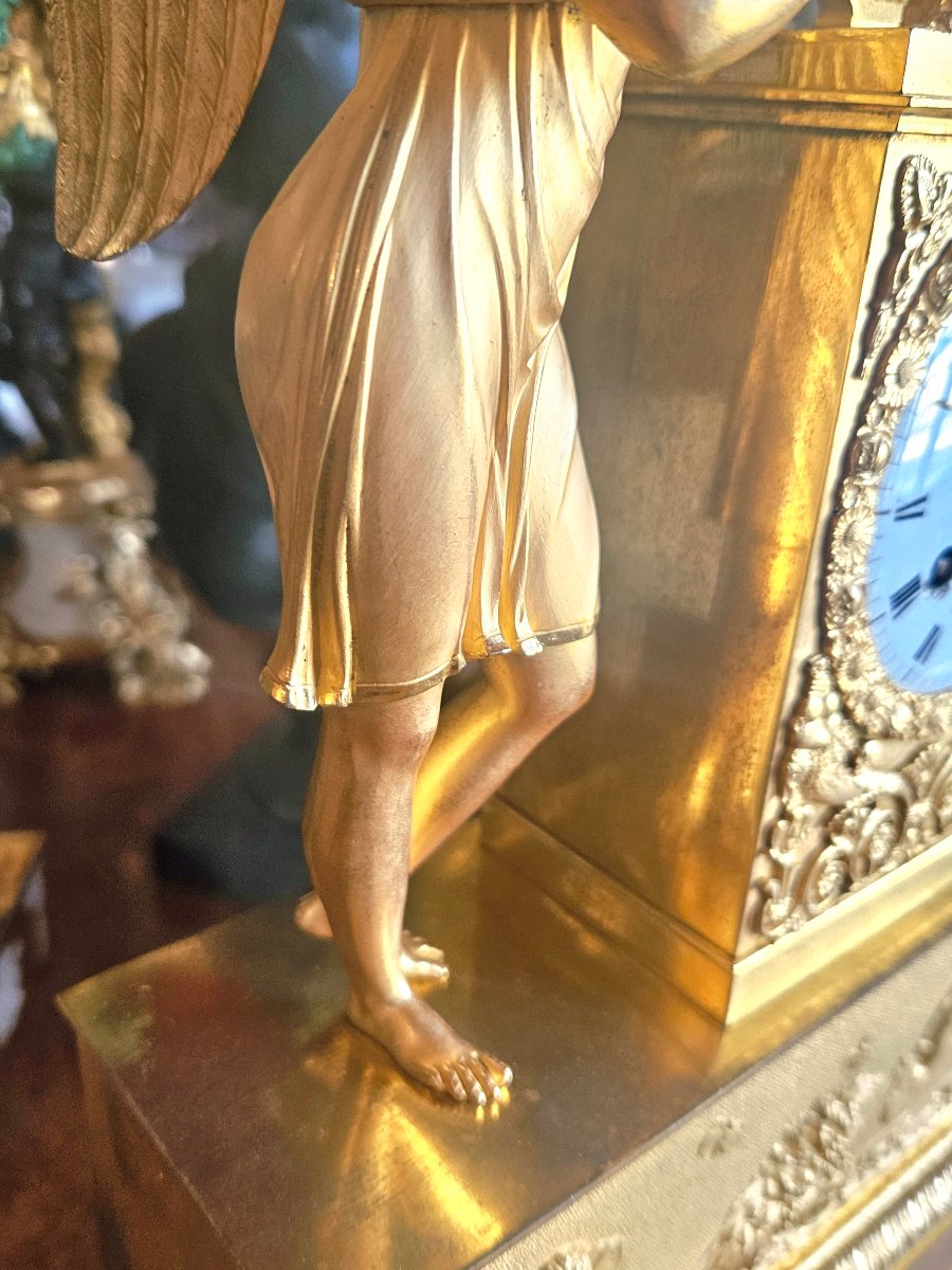 Empire-period Gilded Bronze Clock: Apollo With A Lyre-photo-4