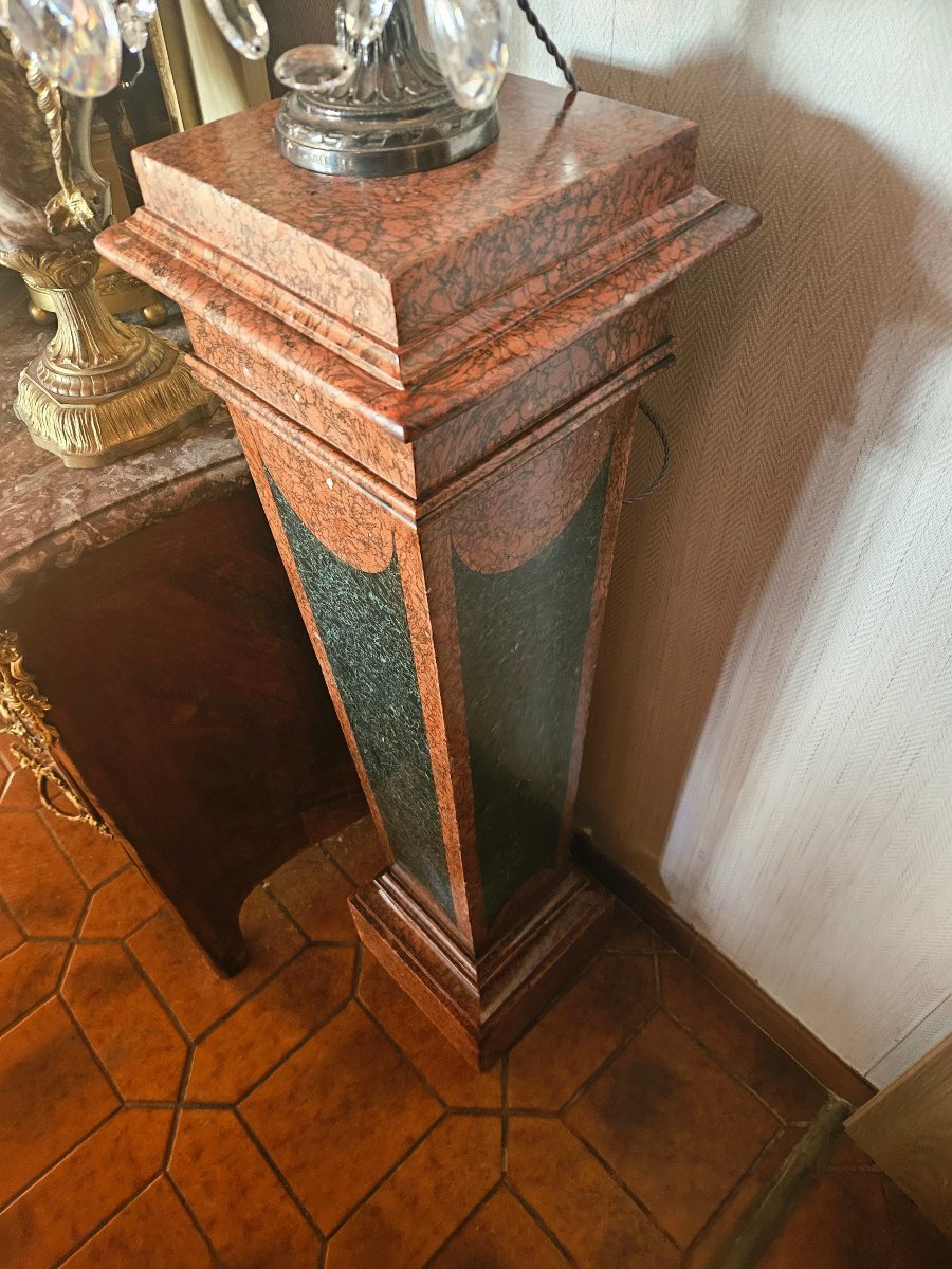 Paire de colonnes gaines en scagliola polychrome -photo-2
