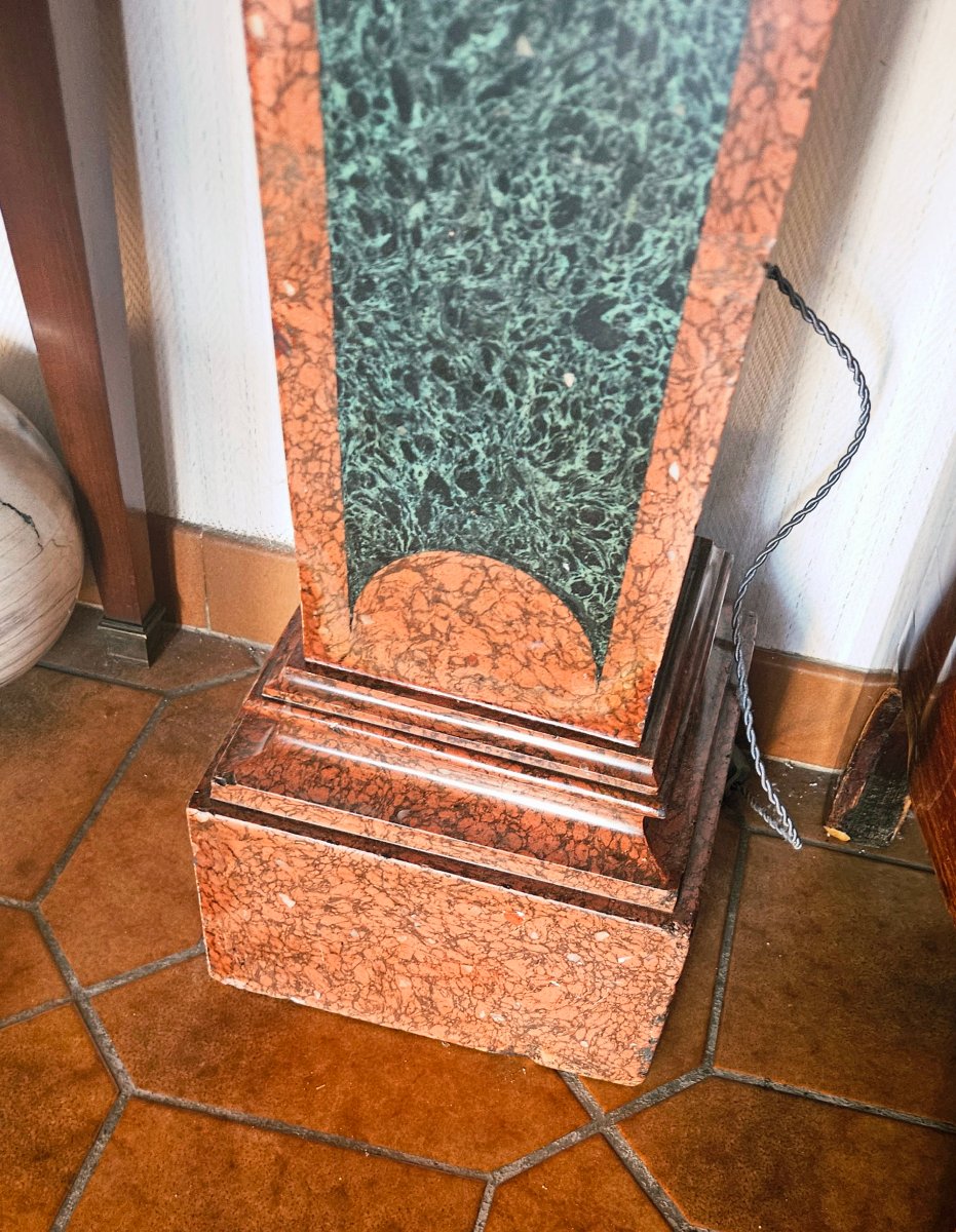 Paire de colonnes gaines en scagliola polychrome -photo-3