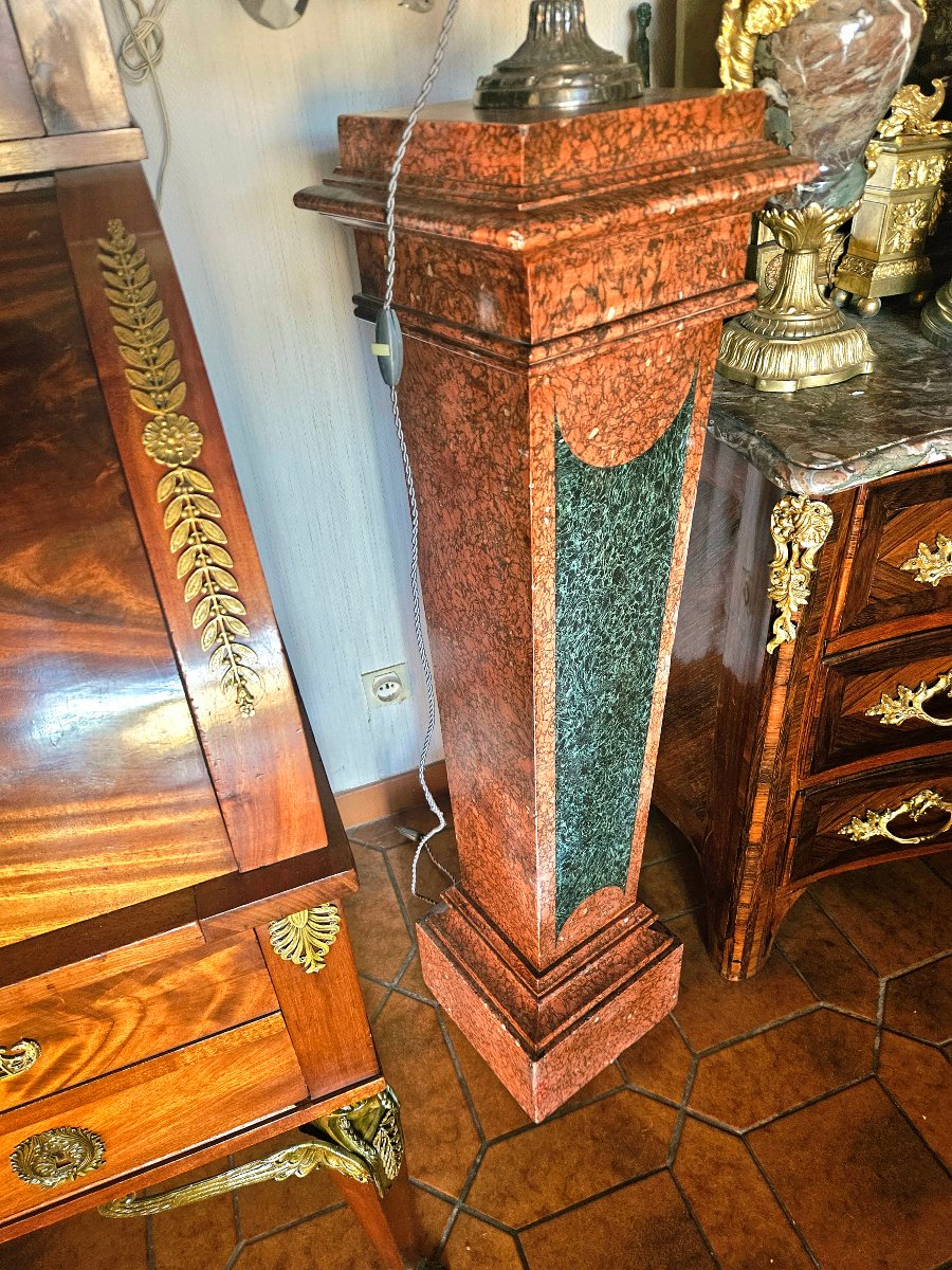 Paire de colonnes gaines en scagliola polychrome -photo-6