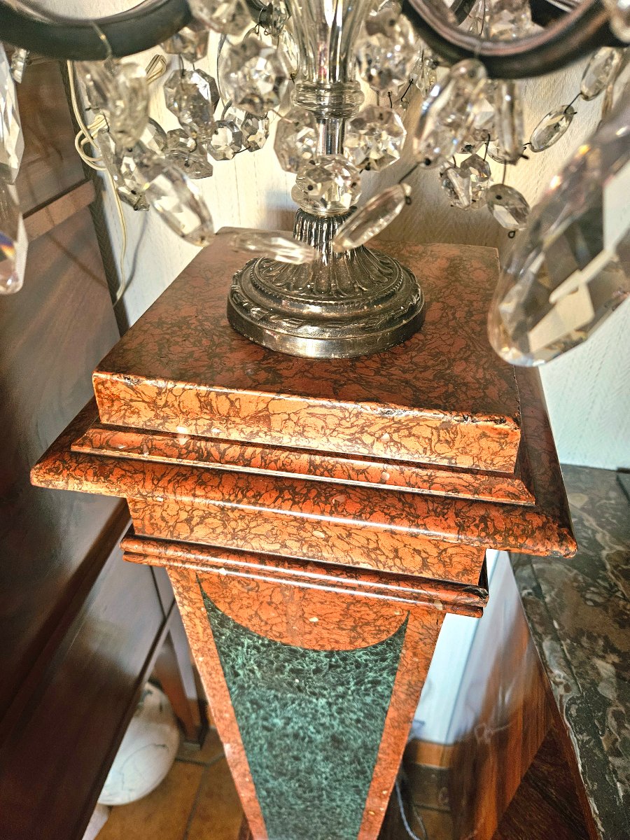 Paire de colonnes gaines en scagliola polychrome -photo-5