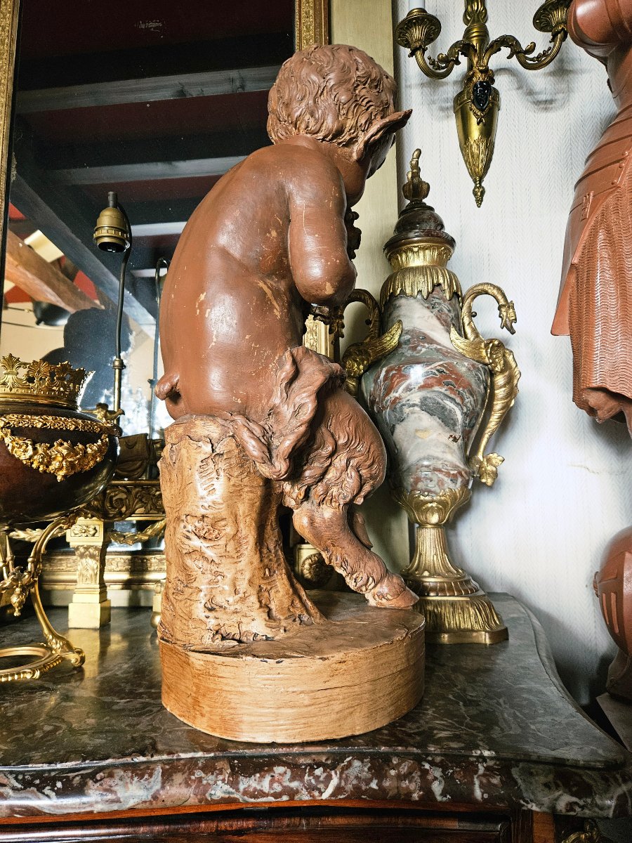 Attributed To Clodion: A Pair Of Large Patinated Terracotta Sculptures From The 19th Century-photo-2