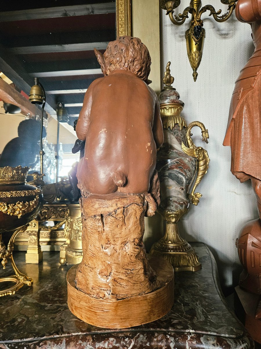 Attributed To Clodion: A Pair Of Large Patinated Terracotta Sculptures From The 19th Century-photo-2
