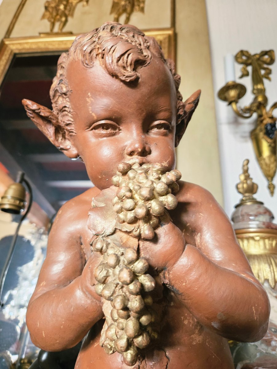 Attributed To Clodion: A Pair Of Large Patinated Terracotta Sculptures From The 19th Century-photo-3