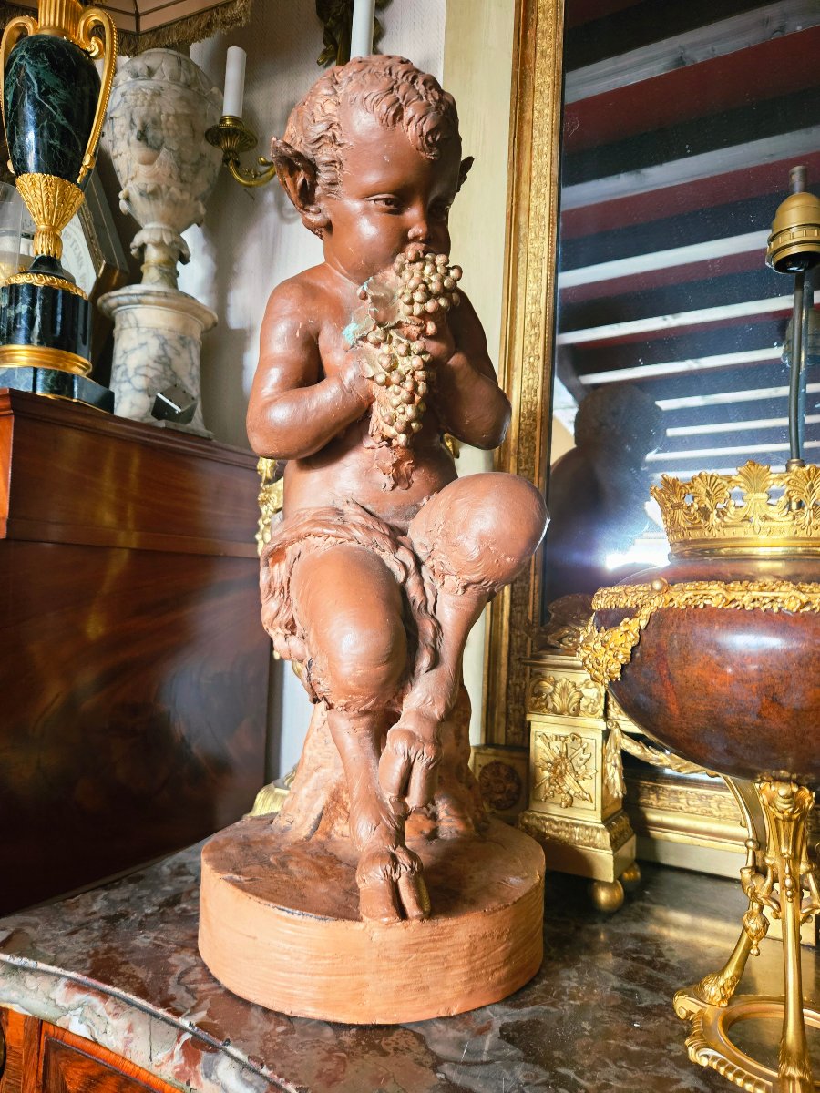 Attributed To Clodion: A Pair Of Large Patinated Terracotta Sculptures From The 19th Century-photo-4
