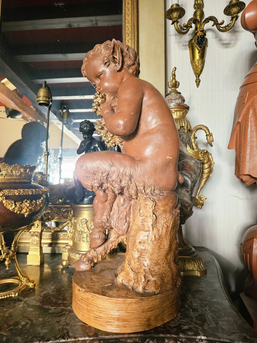 Attributed To Clodion: A Pair Of Large Patinated Terracotta Sculptures From The 19th Century-photo-5