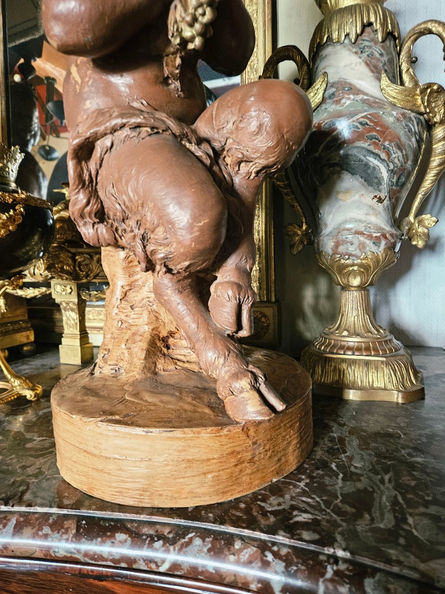 Attributed To Clodion: A Pair Of Large Patinated Terracotta Sculptures From The 19th Century-photo-7