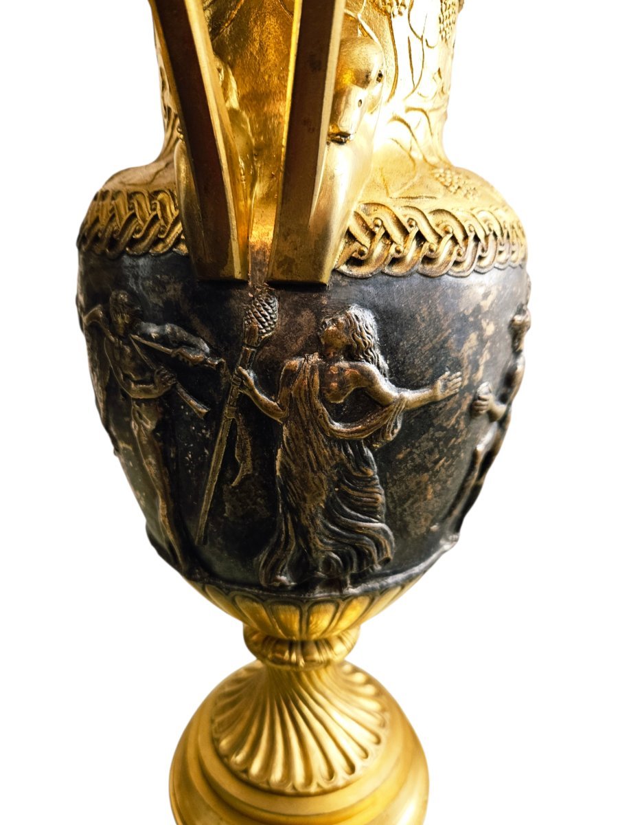 Auguste Delafontaine, Large Vases Known As The "sôsibios" Vases, Gilded And Silvered Bronze-photo-6