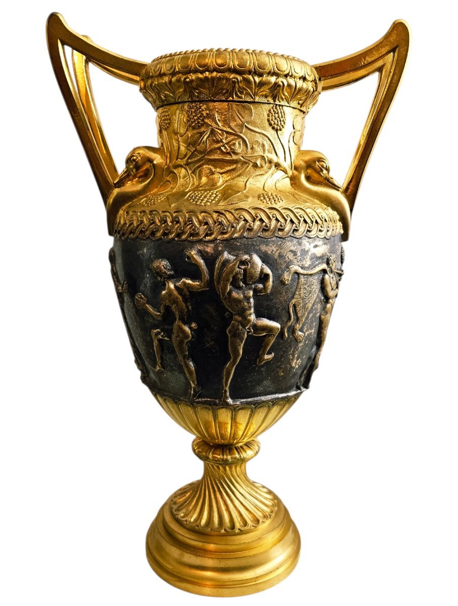 Auguste Delafontaine, Large Vases Known As The "sôsibios" Vases, Gilded And Silvered Bronze-photo-7