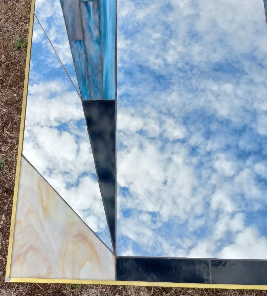Large Art Deco Style Stained-glass Mirror-photo-2