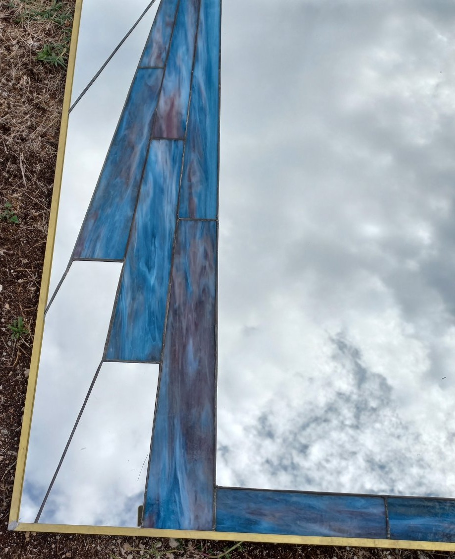 Large Art Deco Style Stained-glass Mirror-photo-4