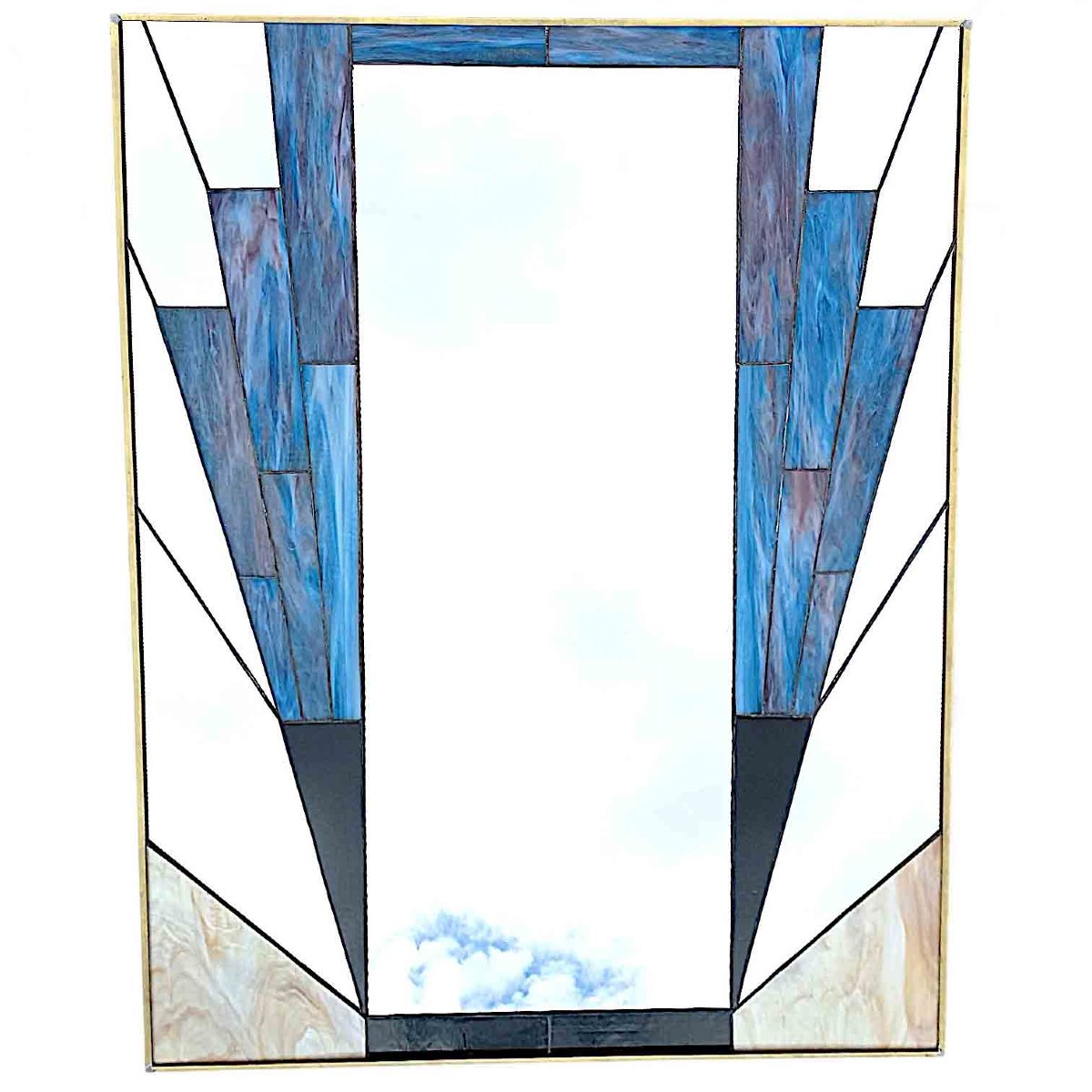 Large Art Deco Style Stained-glass Mirror