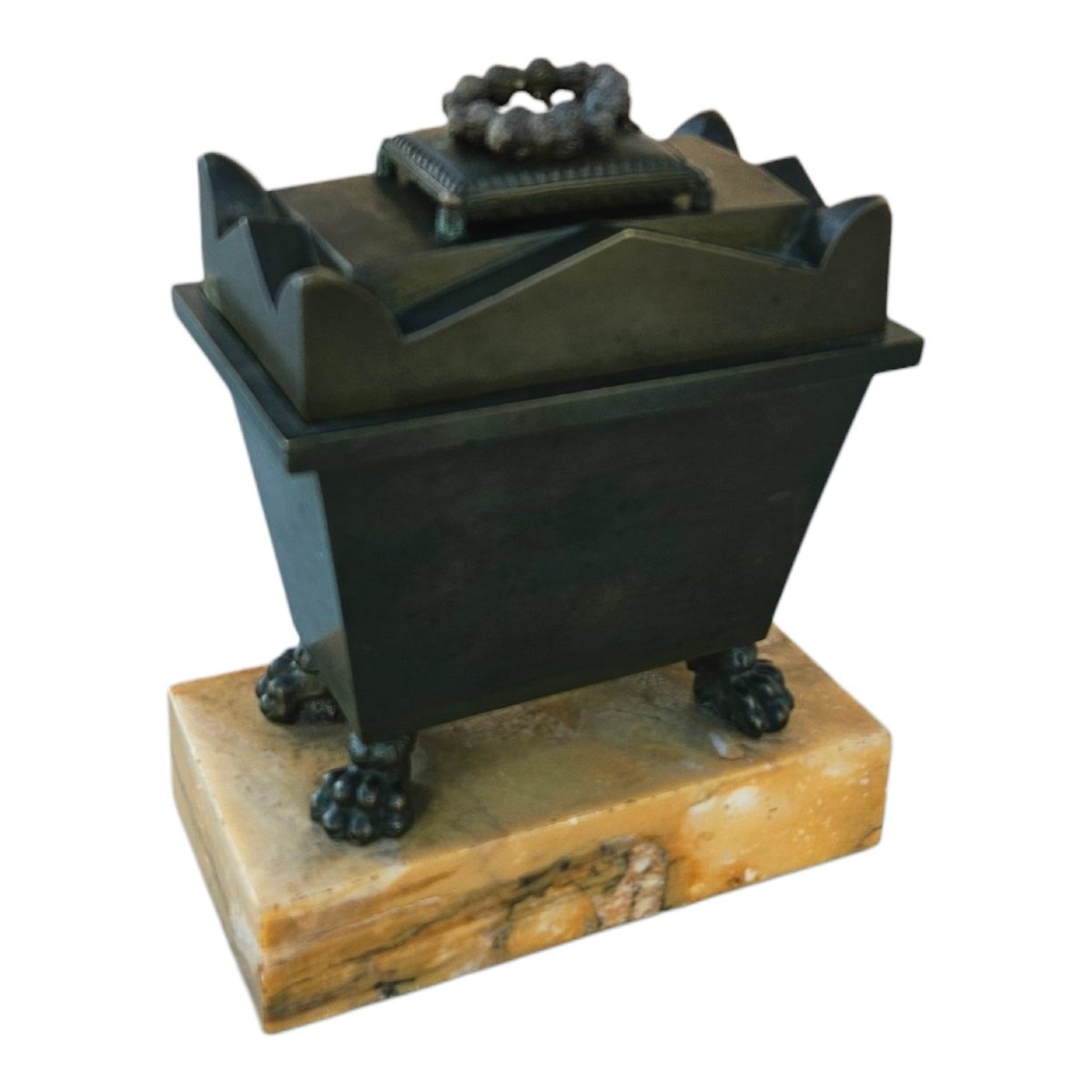 Petit coffret sarcophage en bronze patiné c. 1820 Grand Tour-photo-2