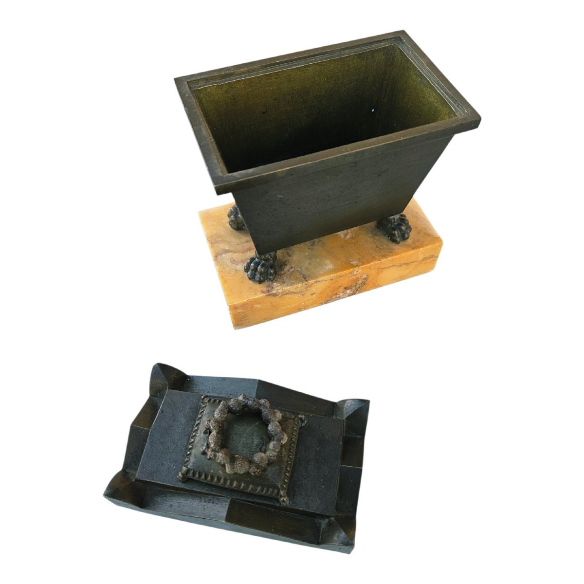 Petit coffret sarcophage en bronze patiné c. 1820 Grand Tour-photo-3