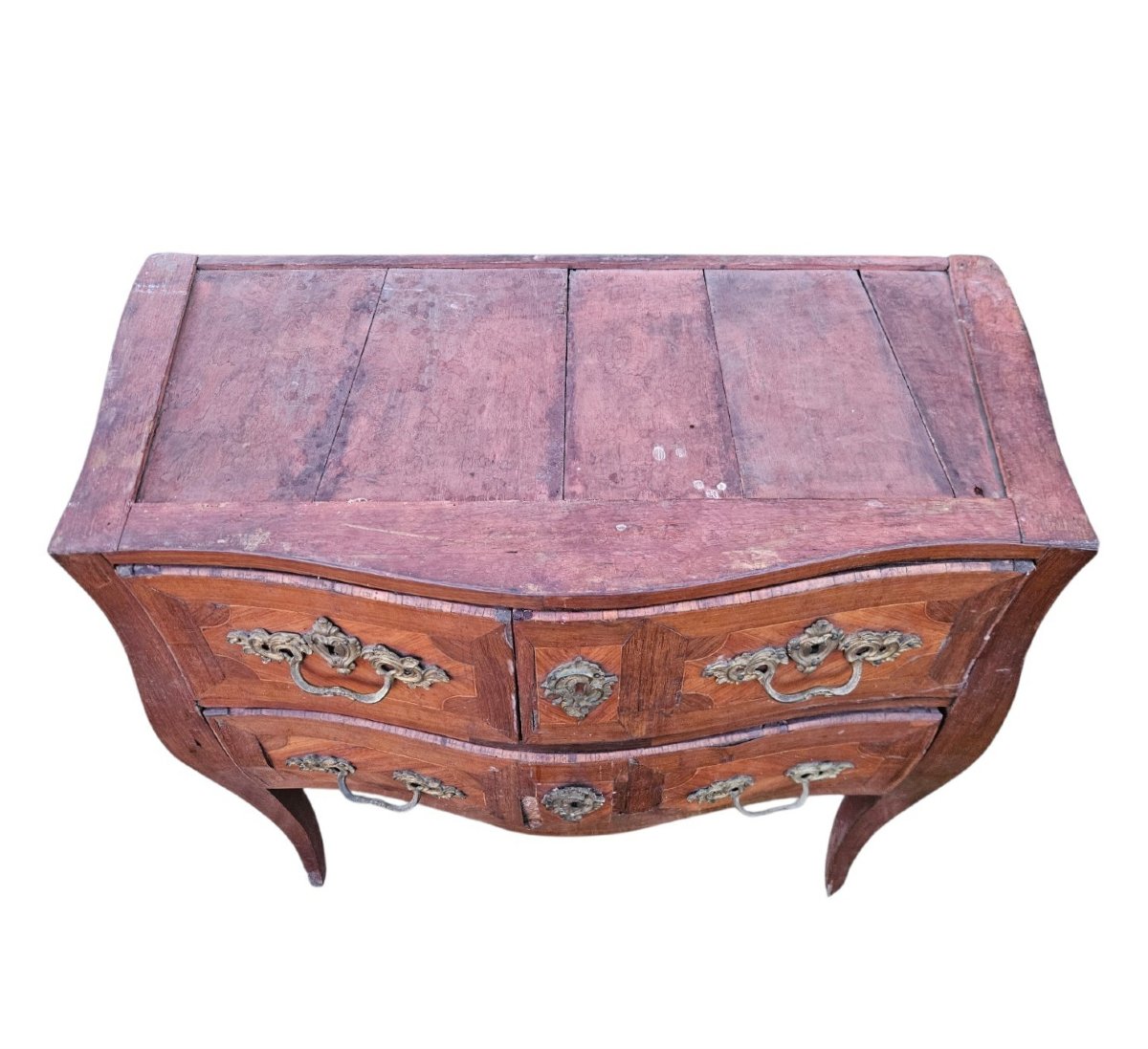 Commode sauteuse en marqueterie estampillée époque Louis XV-photo-3