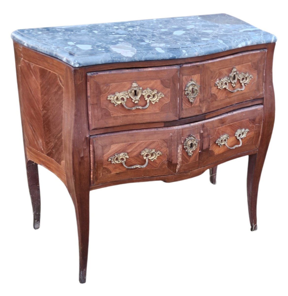 Commode sauteuse en marqueterie estampillée époque Louis XV