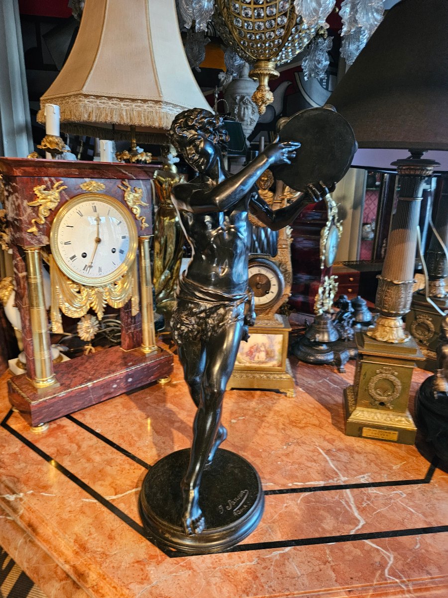 J. Sanson (1833–1910), Bronze Sculpture "the Dancer With The Tambourine"-photo-7