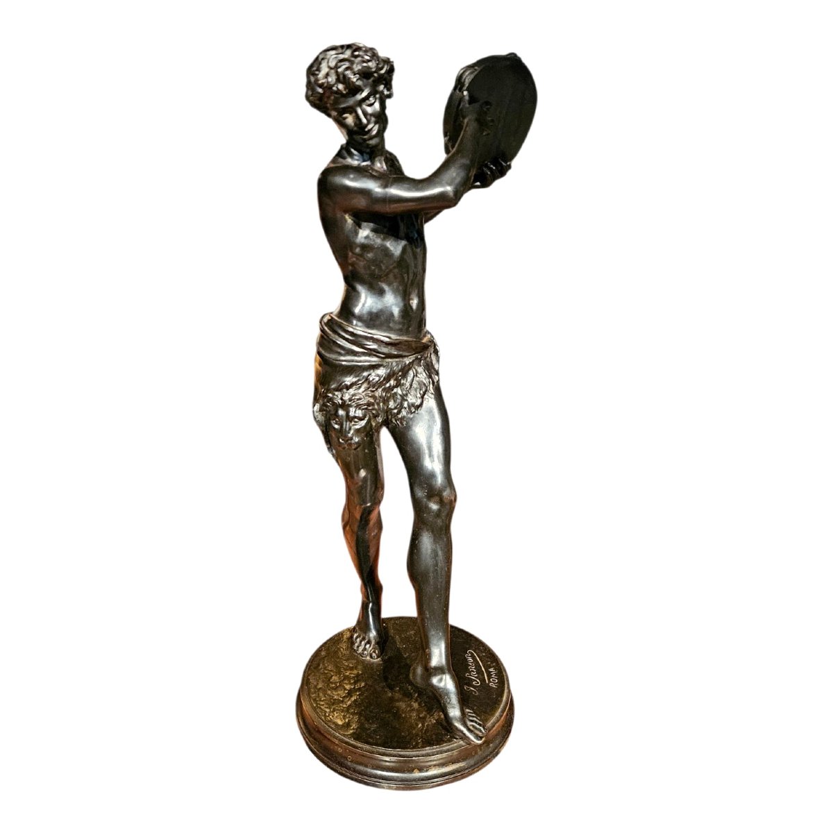 J. Sanson (1833–1910), Bronze Sculpture "the Dancer With The Tambourine"