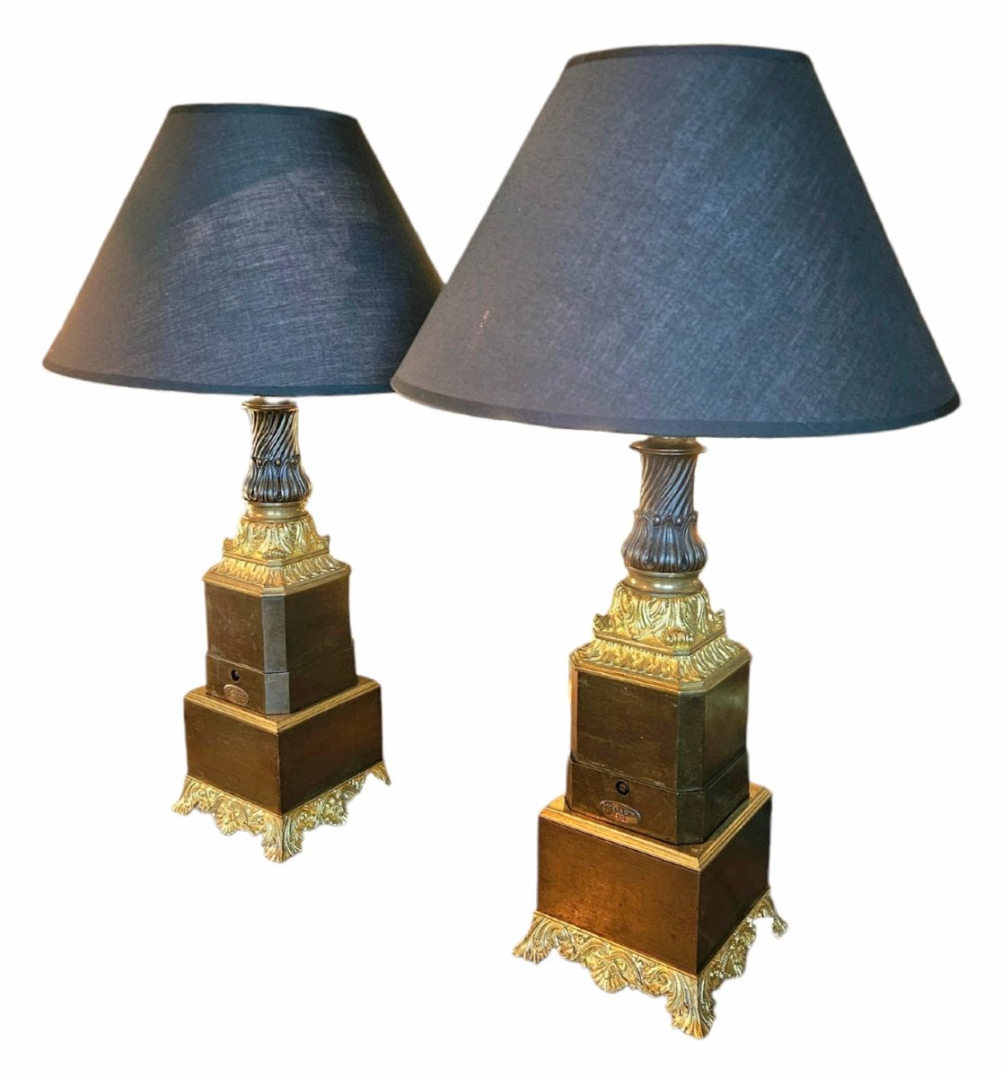 19th-century Carcel Bronze Lamps Signed Decan & Cie (electrified)-photo-2