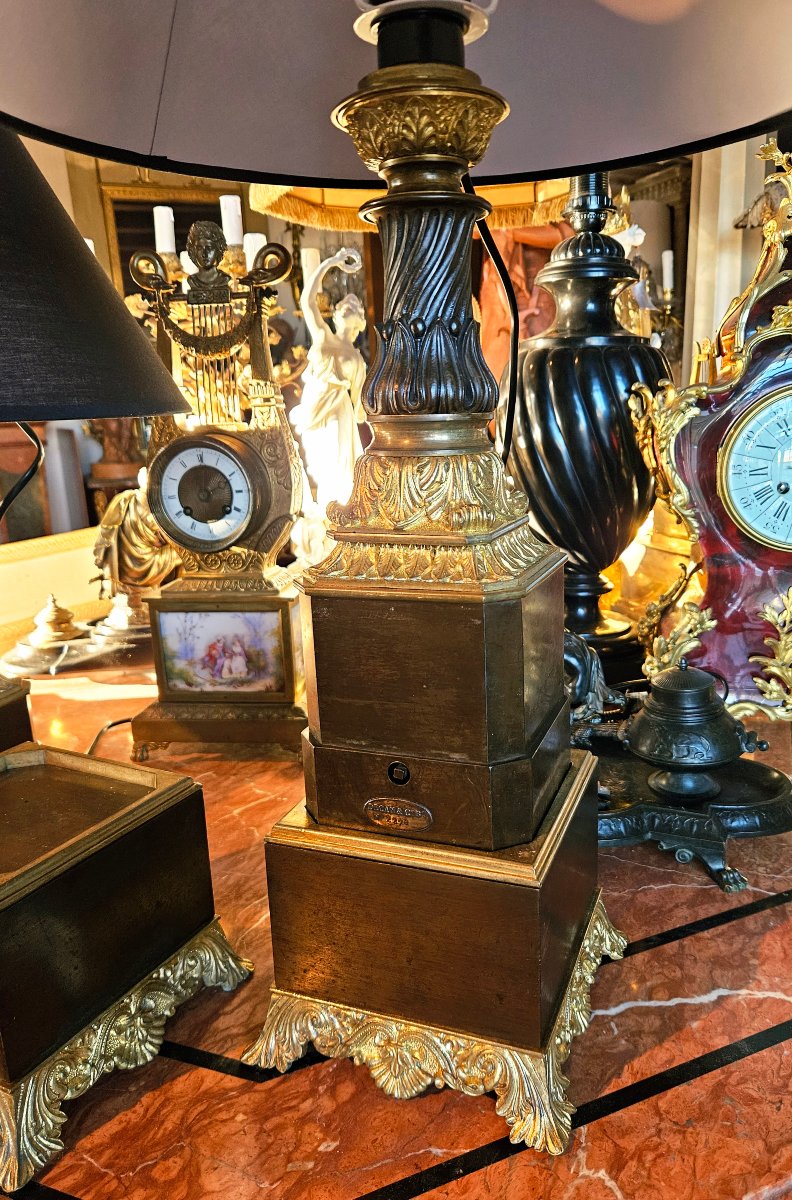 19th-century Carcel Bronze Lamps Signed Decan & Cie (electrified)-photo-4