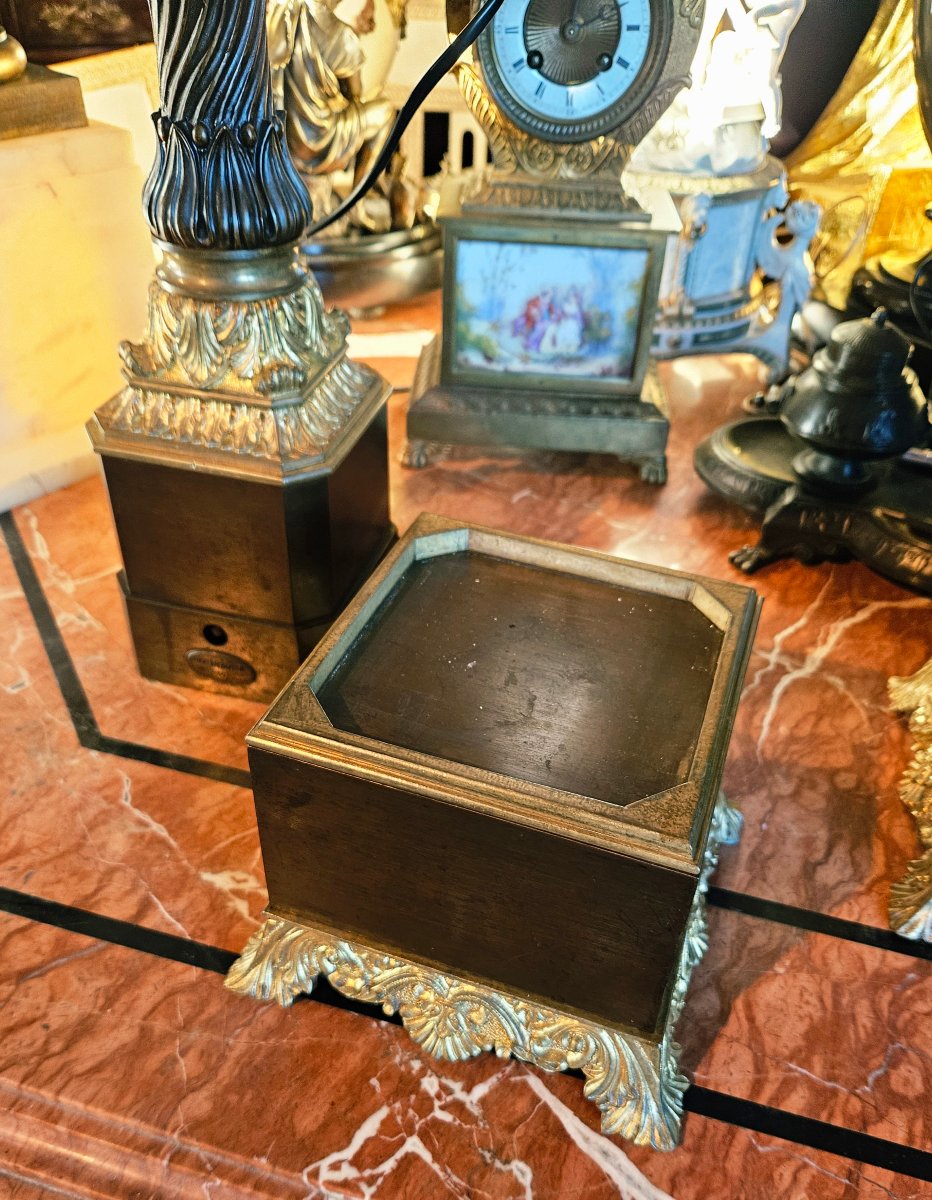 19th-century Carcel Bronze Lamps Signed Decan & Cie (electrified)-photo-5