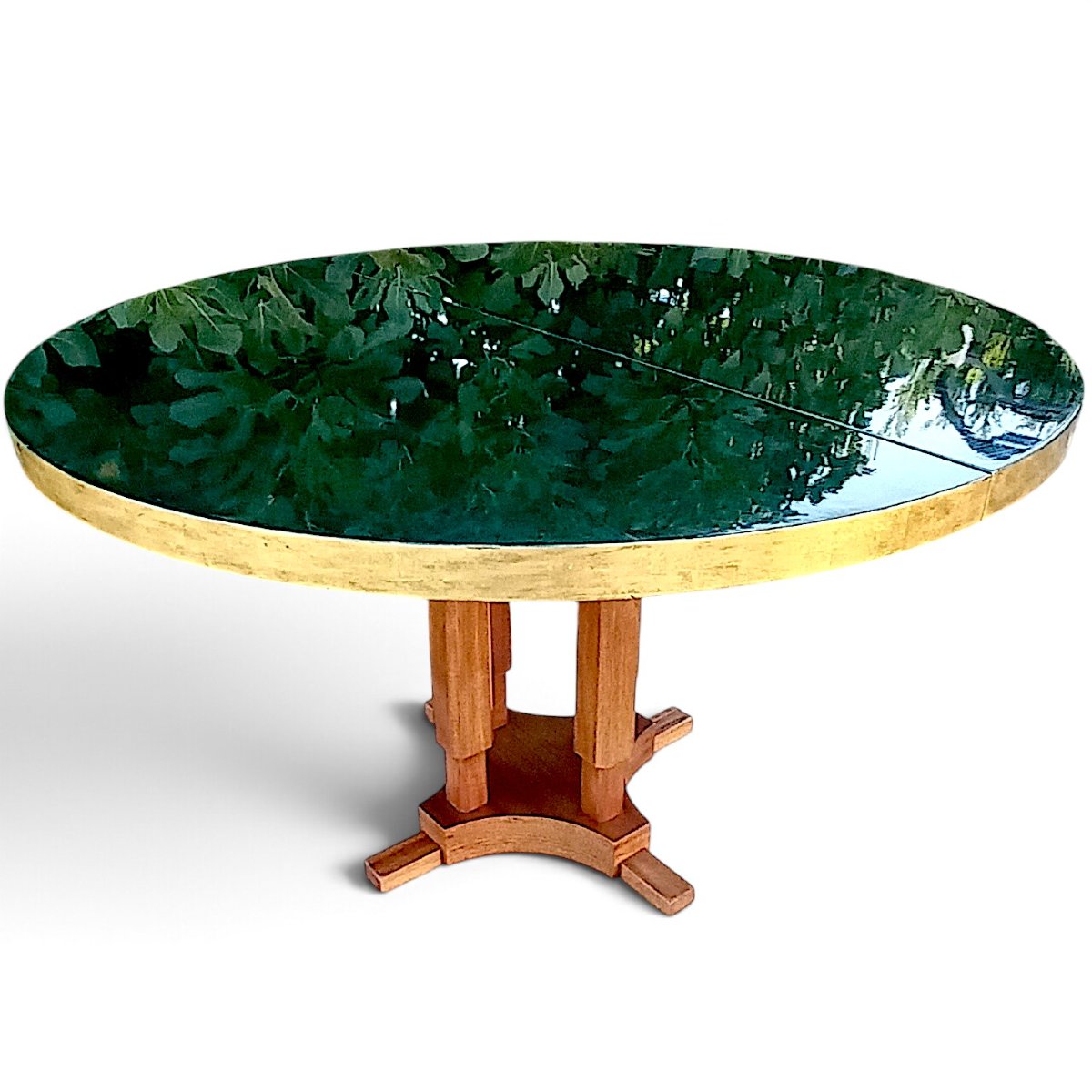 1930s Art Deco Extendable Round Table-photo-2