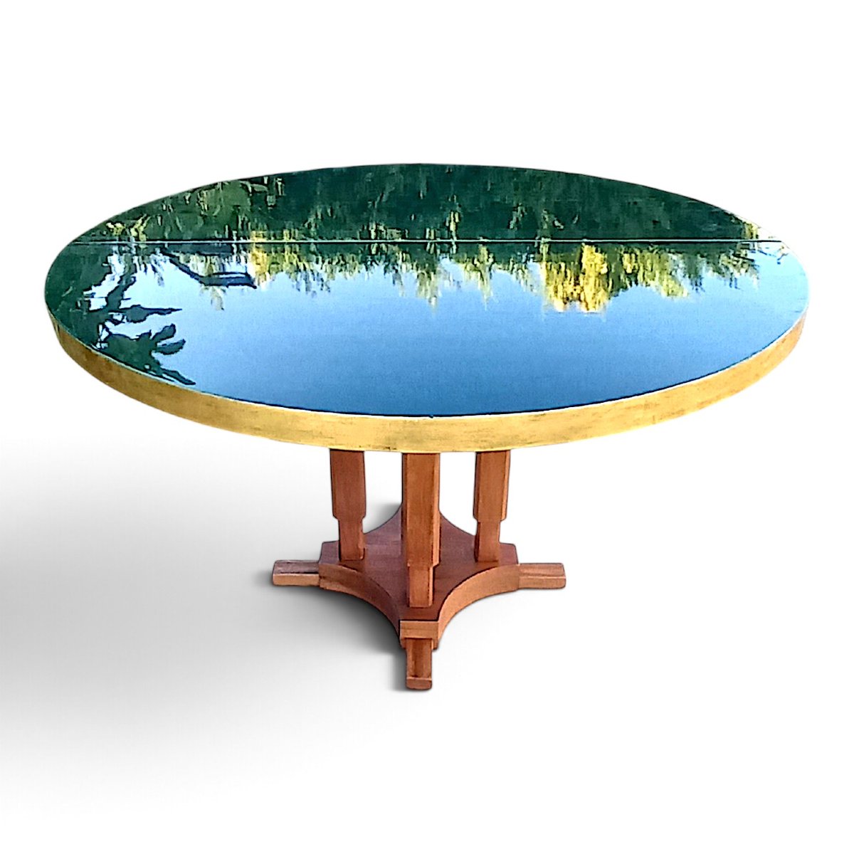 1930s Art Deco Extendable Round Table-photo-3