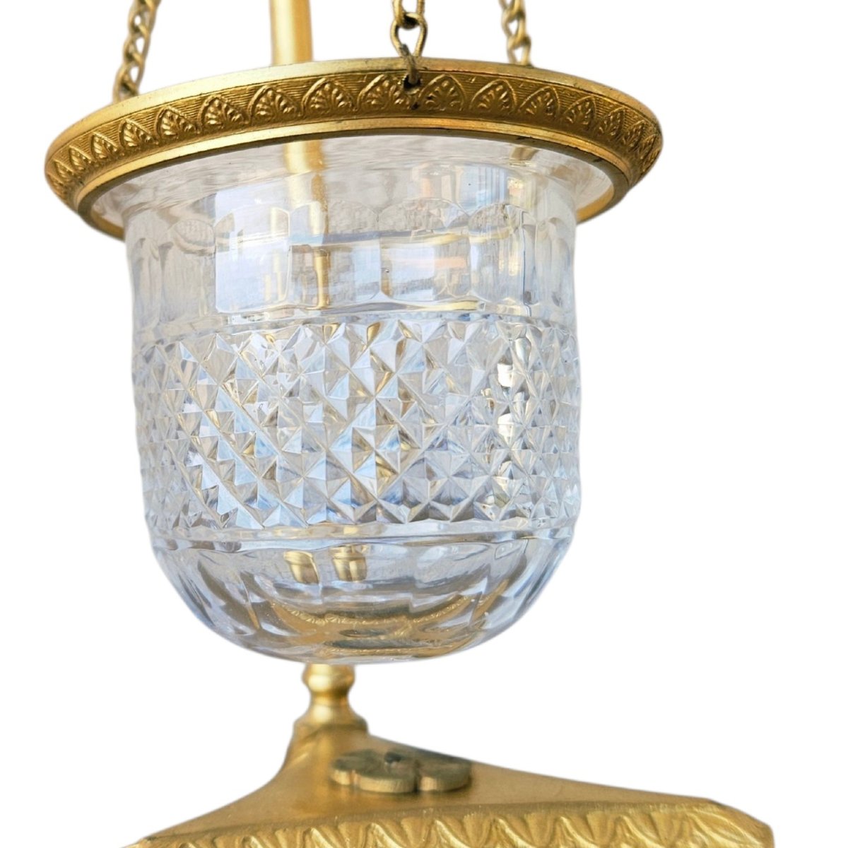 "swan" Charles X Nightlight: Gilded Bronze And Cut Crystal-photo-3