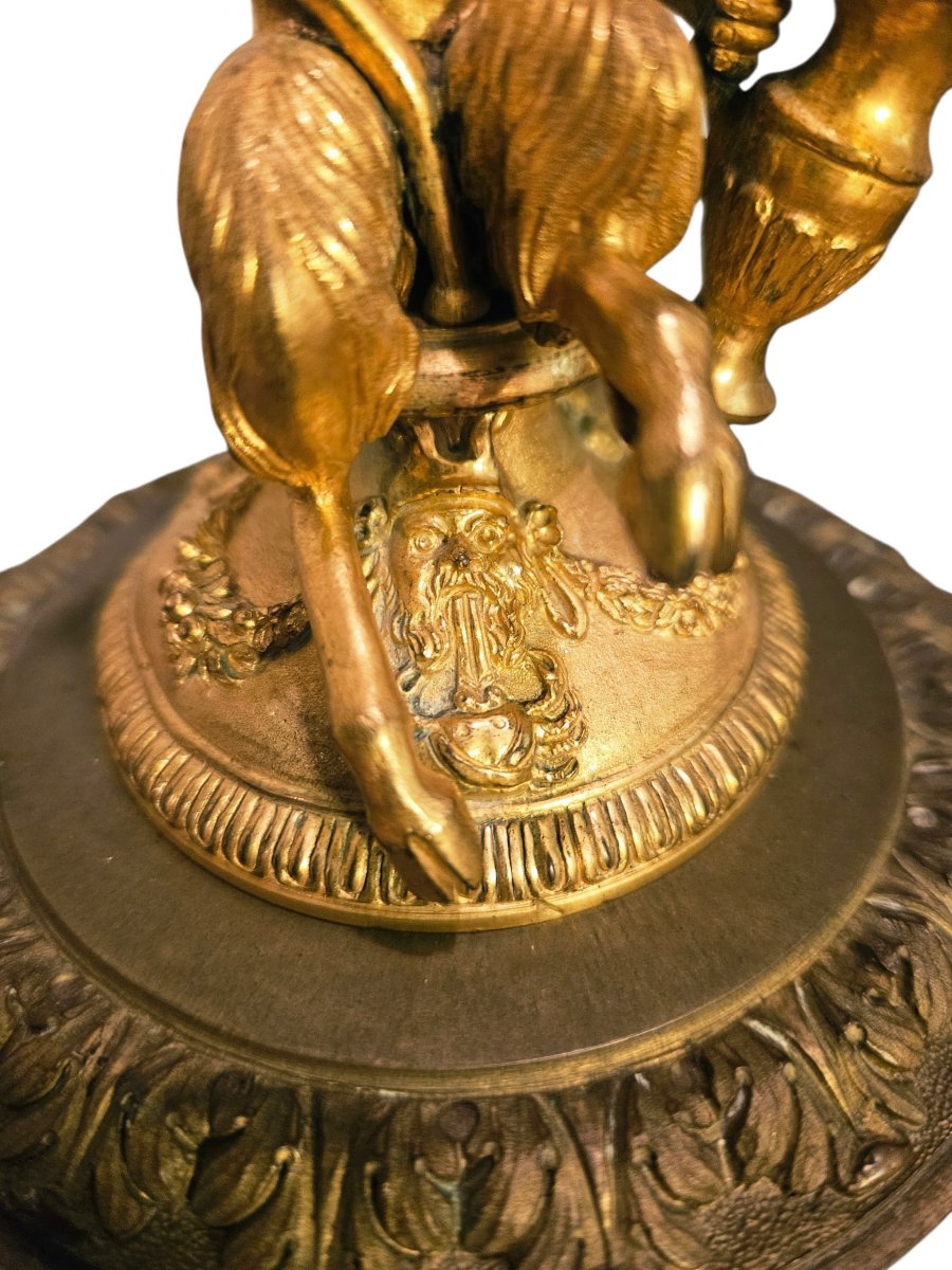 Coupe centre de table bronze double patine XIXe siècle-photo-4