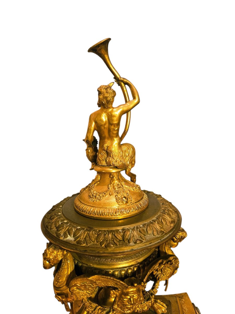 Coupe centre de table bronze double patine XIXe siècle-photo-5