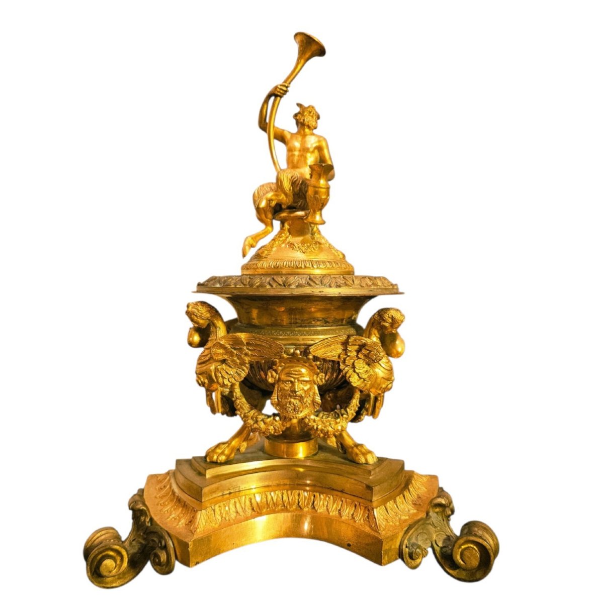 Coupe centre de table bronze double patine XIXe siècle