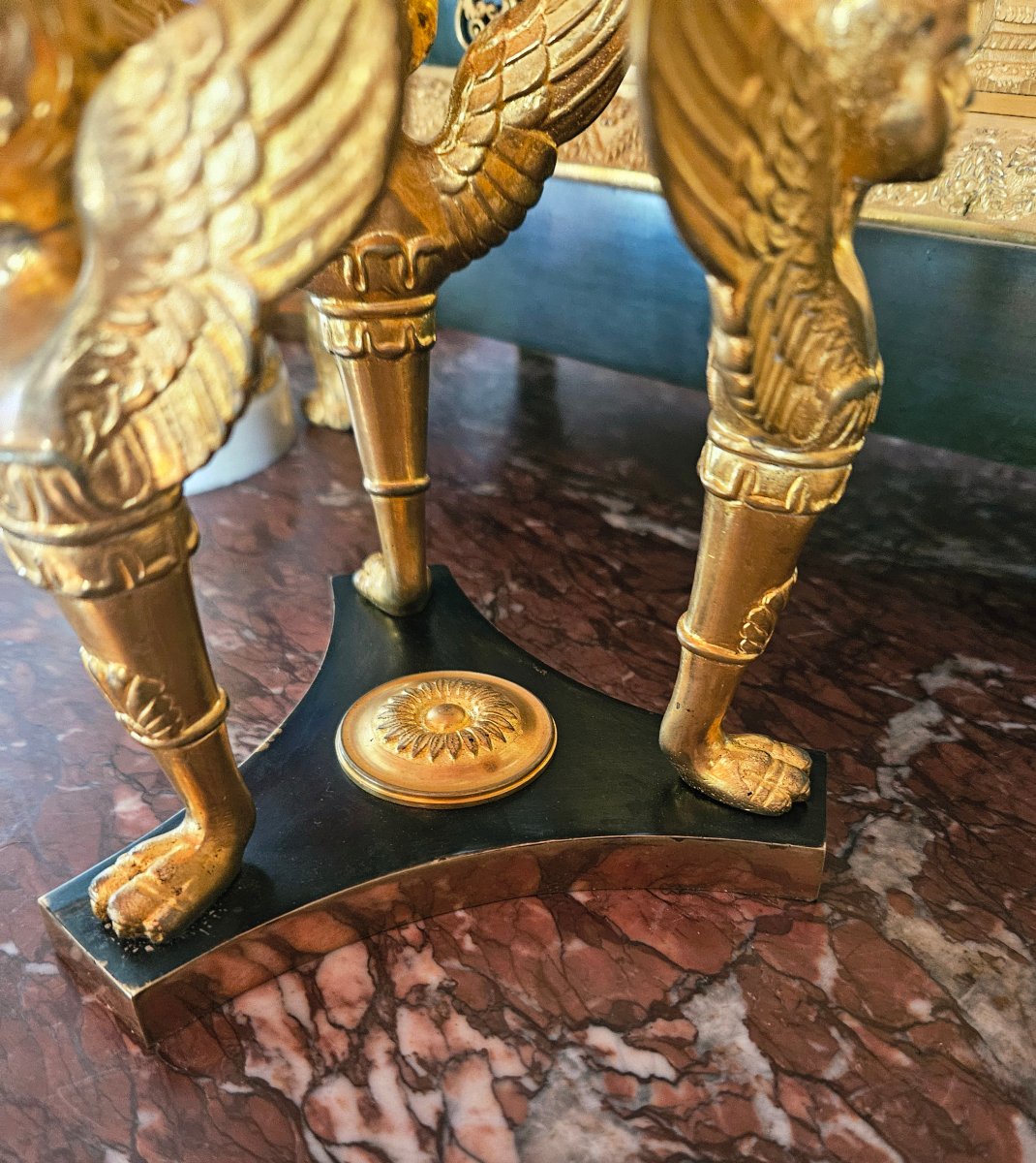 Centre de table Empire en cristal et bronze doré XIXe-photo-2
