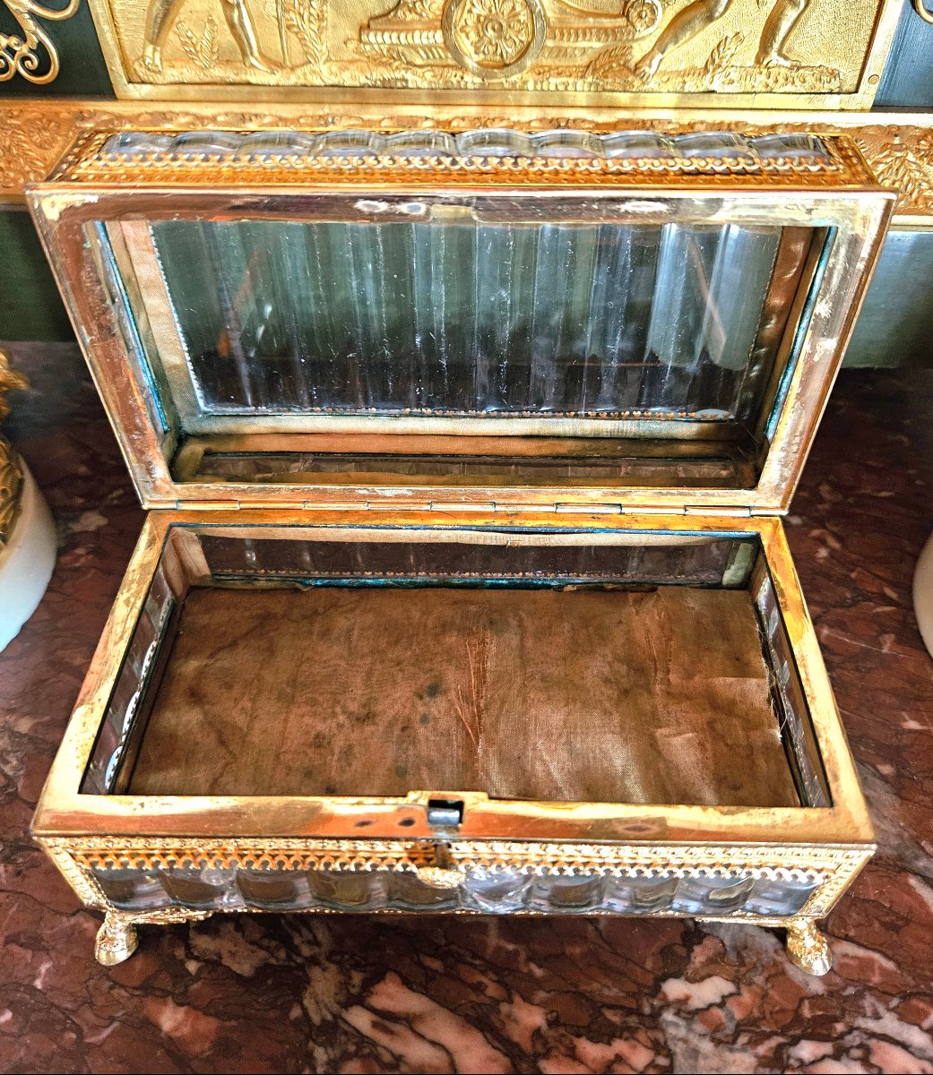Coffret en cristal du Creusot et laiton doré d'époque Charles X-photo-3